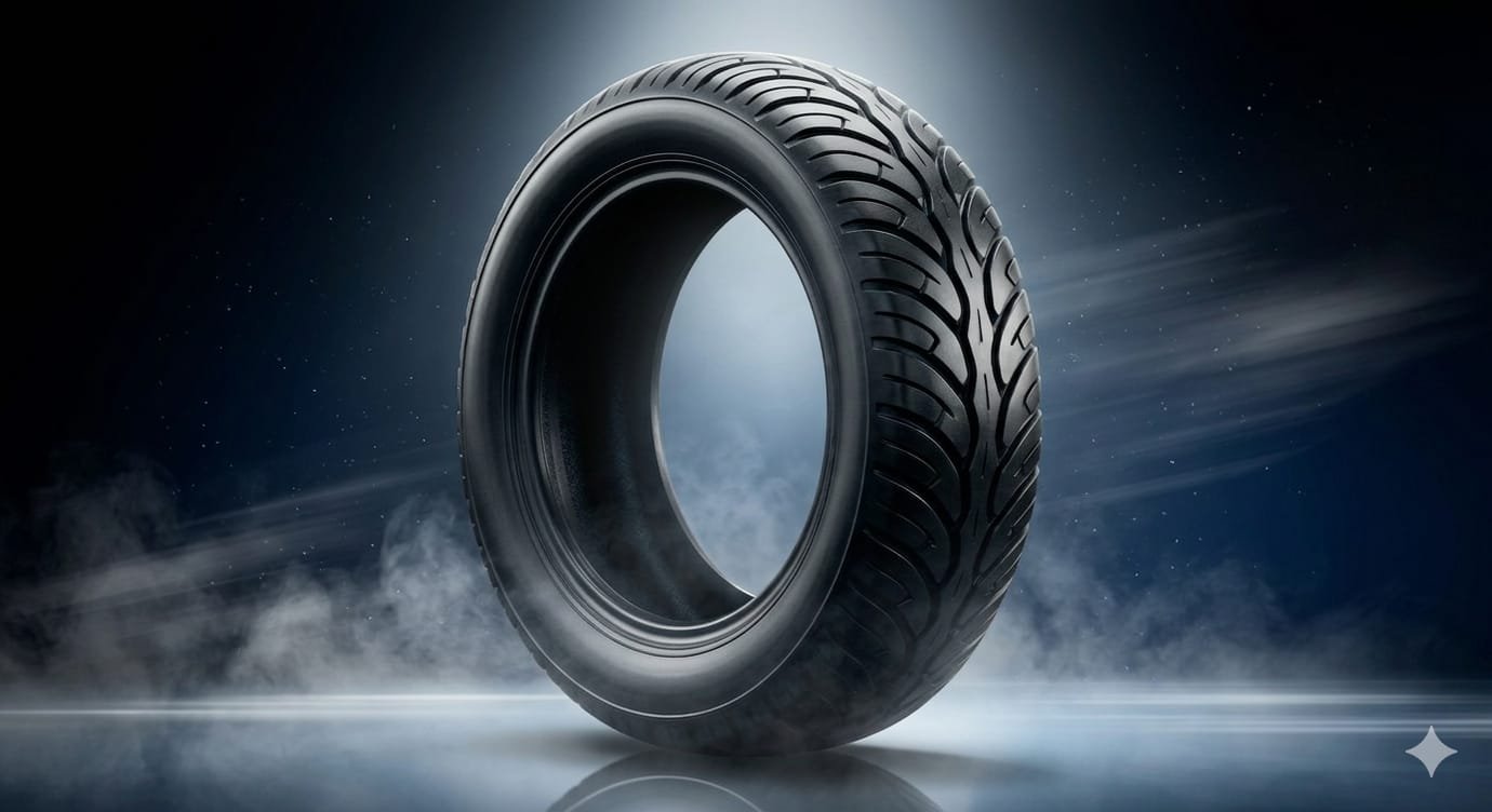 High-performance tyre representing strength and durability